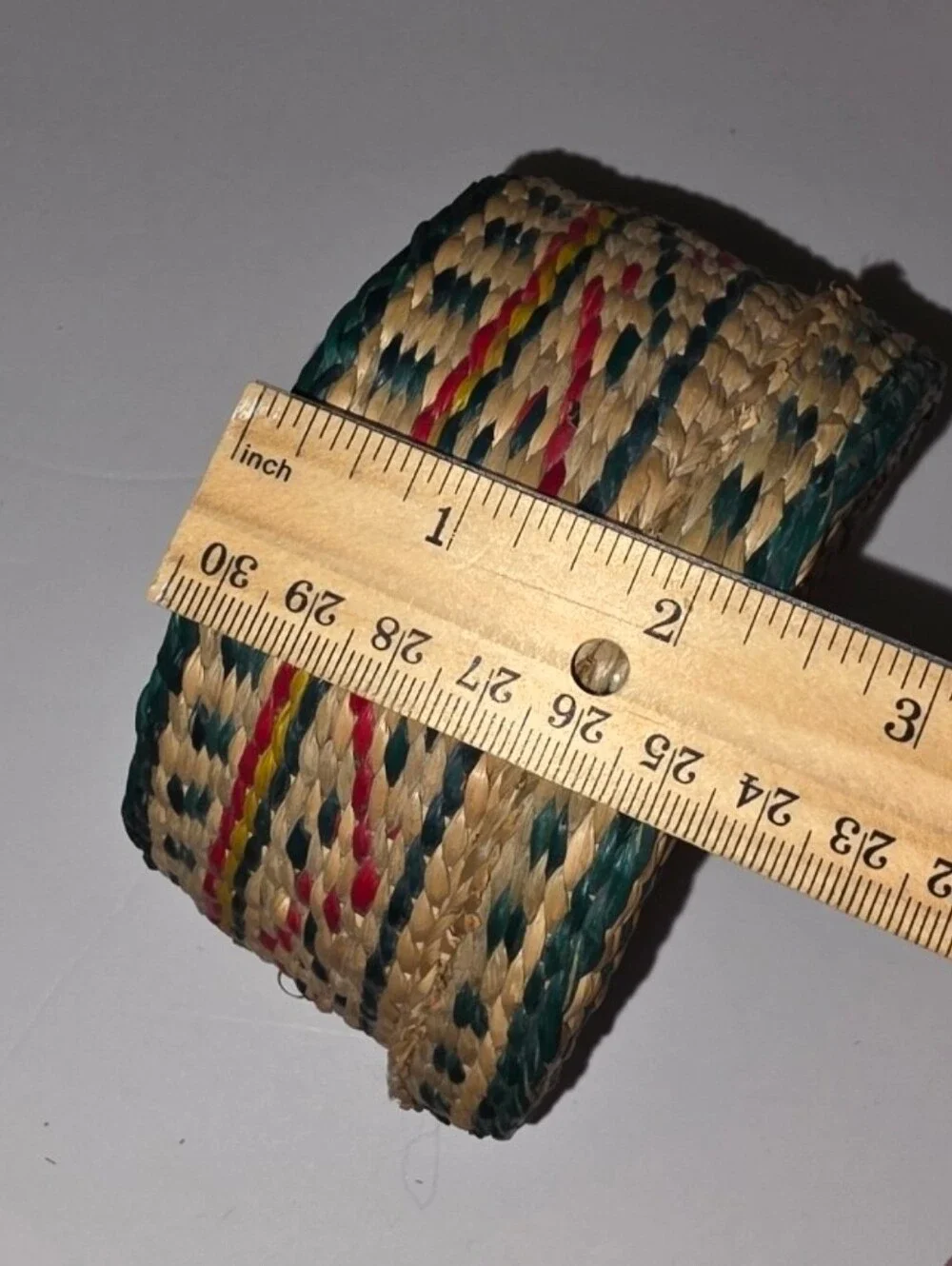 VTG Sweetgrass Woven Nesting Baskets w/Lid Round Natural Red Green Set Of 5 Read